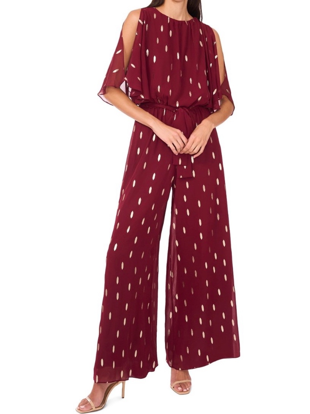 MSK Women’s Crew Neck Belted- Wide-Leg Jumpsuit Size M